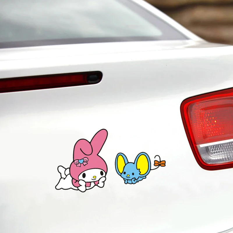 

Car Sticker Lovely Melody Playing with Mouse Flat Kindly Styling for Fridge Motorcycle Auto Closet Suitcase Laptop Kid's Bedroom