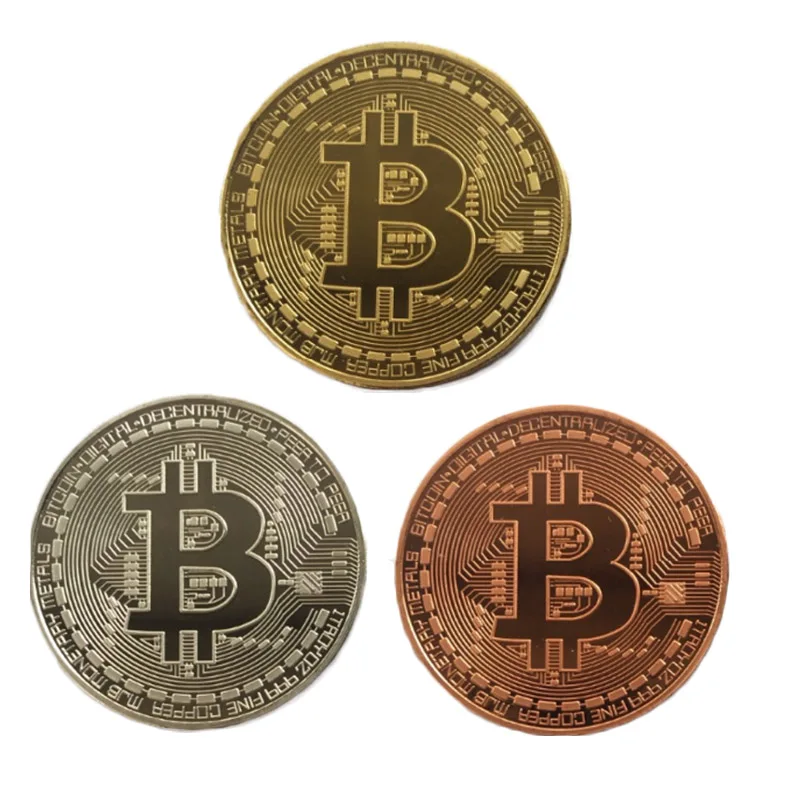 

Gold Plated Physical Bitcoins Casascius Bit Coin BTC With Case Gift Physical Metal Antique Imitation BTC Coin Art Collection 1pc