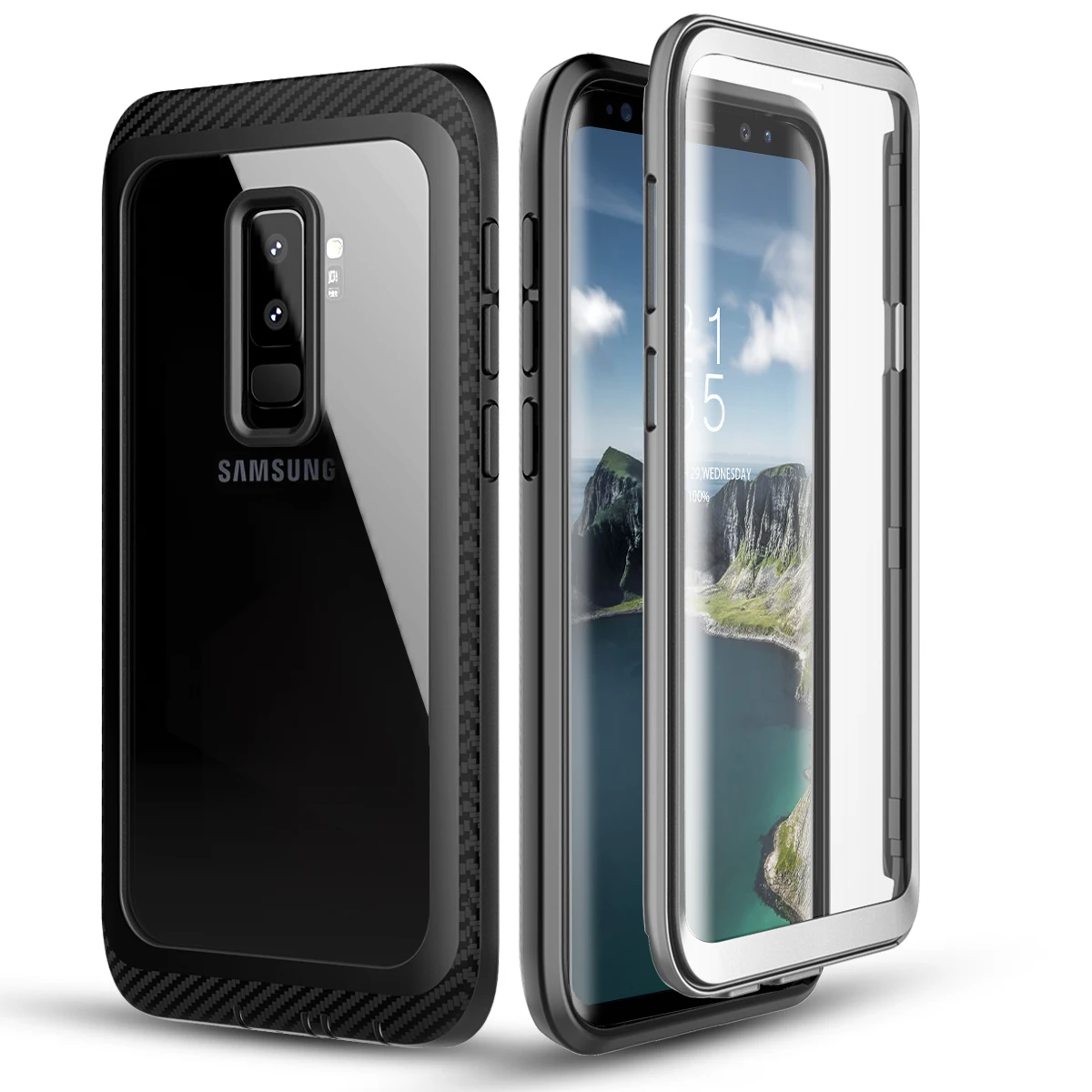 Casewin Водонепроницаемый Чехлы для мобильных телефонов для samsung Galaxy S9 плюс полноразмерный Прозрачный чехол для телефона с Экран Защитная крышка из устойчивого к царапинам стекла