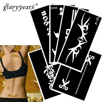 

6 Pieces/Set Henna Tattoo Stencil Scissors Pattern Paste Drawing Lady Body Art Tattoo Stencil Sexy Product Waterproof 2019 HN#58