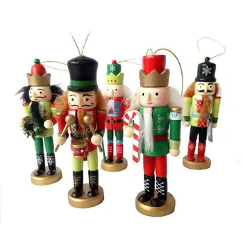 

5pcs 12cm Creative Desktop Decoration Wooden Nutcracker Puppet Zakka Christmas Ornaments Drawing Walnuts Soldiers Band Dolls