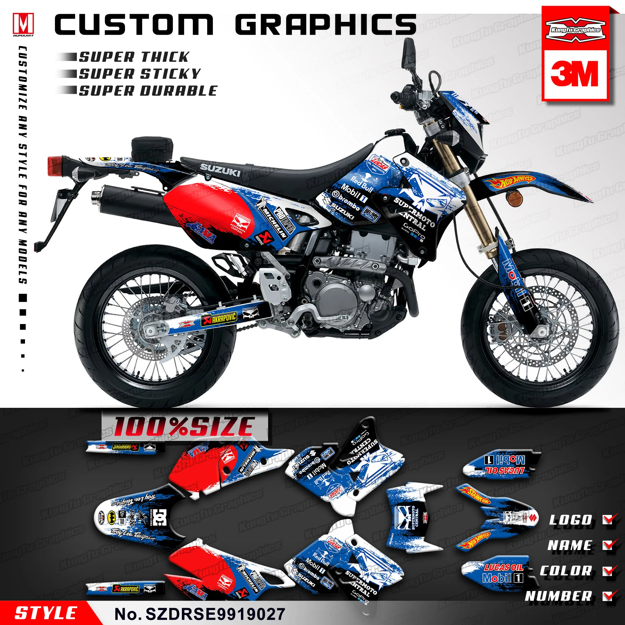 KUNGFU графика пользовательские вырезанные наклейки виниловые для DRZ400SM DRZ 400 SM DRZ400E