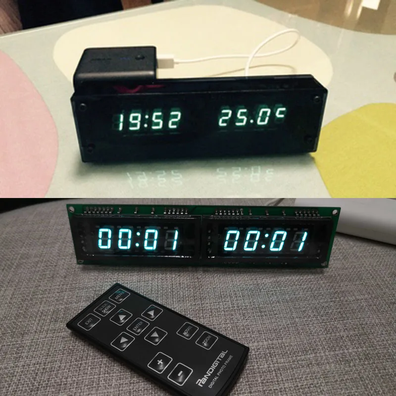 

high-precision DC 12v CAR VFD clock VFD display screen Electronic time + temperature date travel time Ds3231 USB Remote control