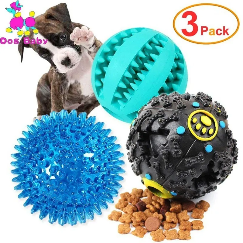 

3Pack Dog Toy Interactive Rubber Balls Pet Dog Cat Puppy Elasticity Teeth Ball Dog Chew Toys Tooth Cleaning Balls Toy
