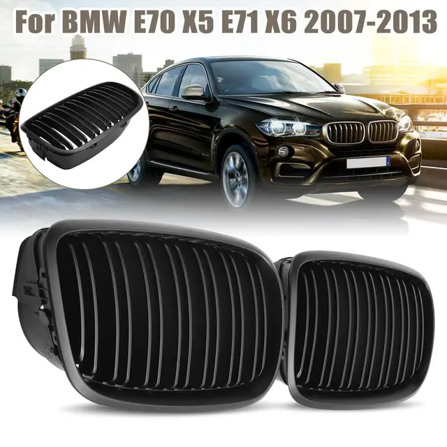 $US $46.74  Matt Black Dual Line Pair Front Bumper Hood Kidney Sport Grills Grille for BMW E70 E71 X5 X6 2007-2