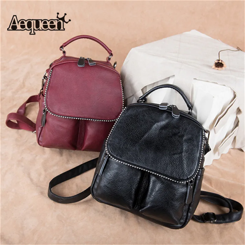 

AEQUEEN Mini Women Backpack Soft Leather School Bags for Teenager Girls Female Preppy Style Small Back Pack Shoulder Bag Mochila