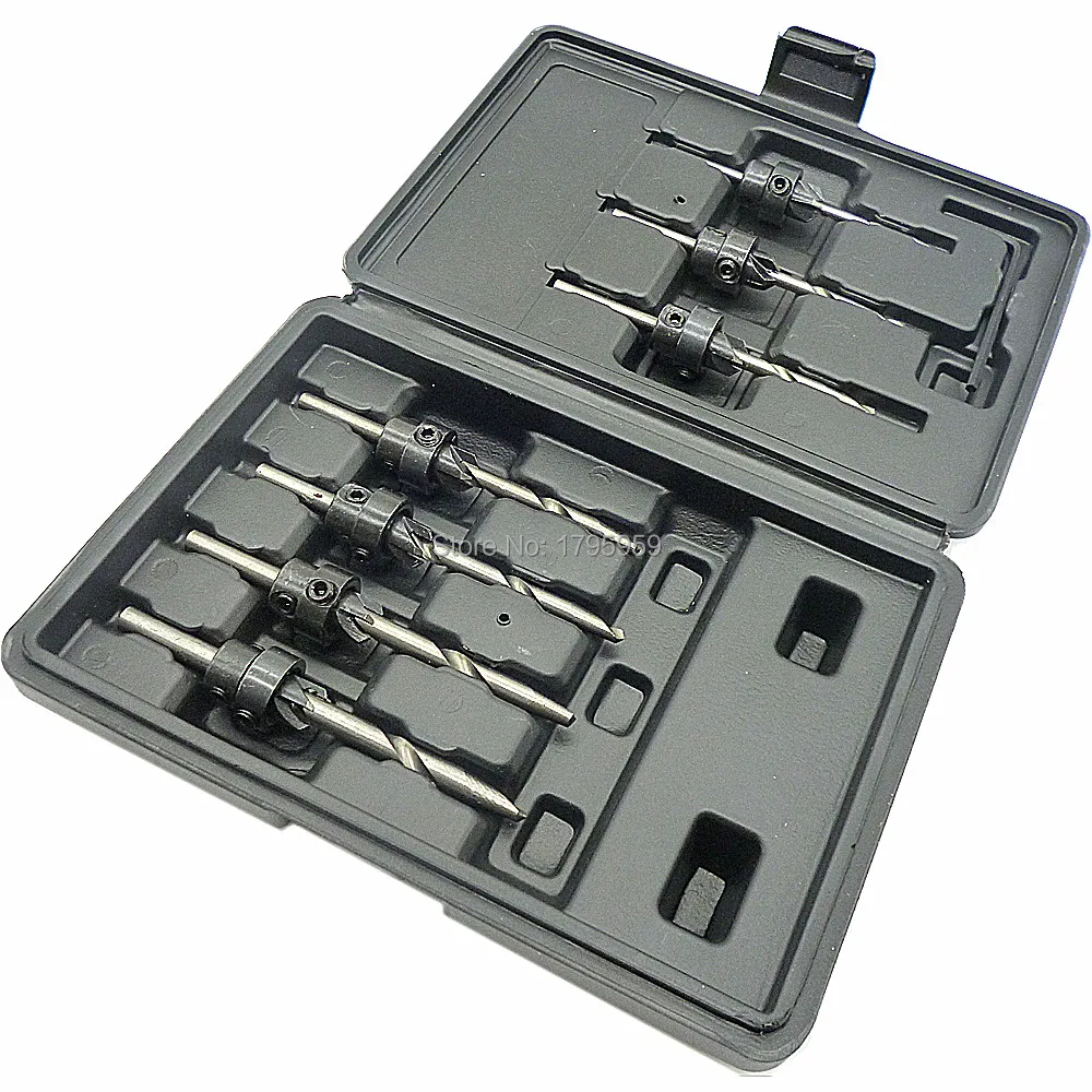 22pcs HSS Countersink Drill Bit Adjustable Depth Stop Collars Wood