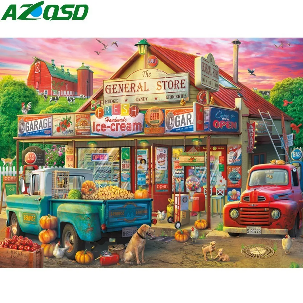 Buy AZQSD Diamond Mosaic Shop Diamond Painting Gift