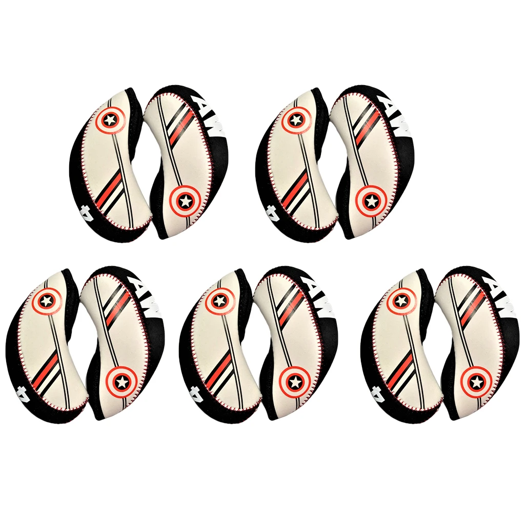 10pcs Premium Golf Iron Putter Covers Headcover with Number 4-9, AW,SW,PW,LW  13 x 6cm