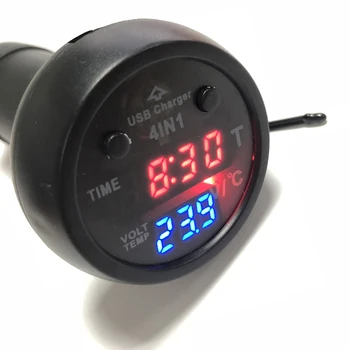 

4in 1 Car Cigarette Lighter Multifunction display Electronic Clock Thermometer Voltage Meter voltmeter