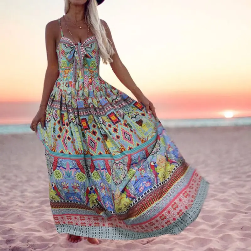 Bohoartist летние женские длинные платья Boho пляжные этнические праздничные