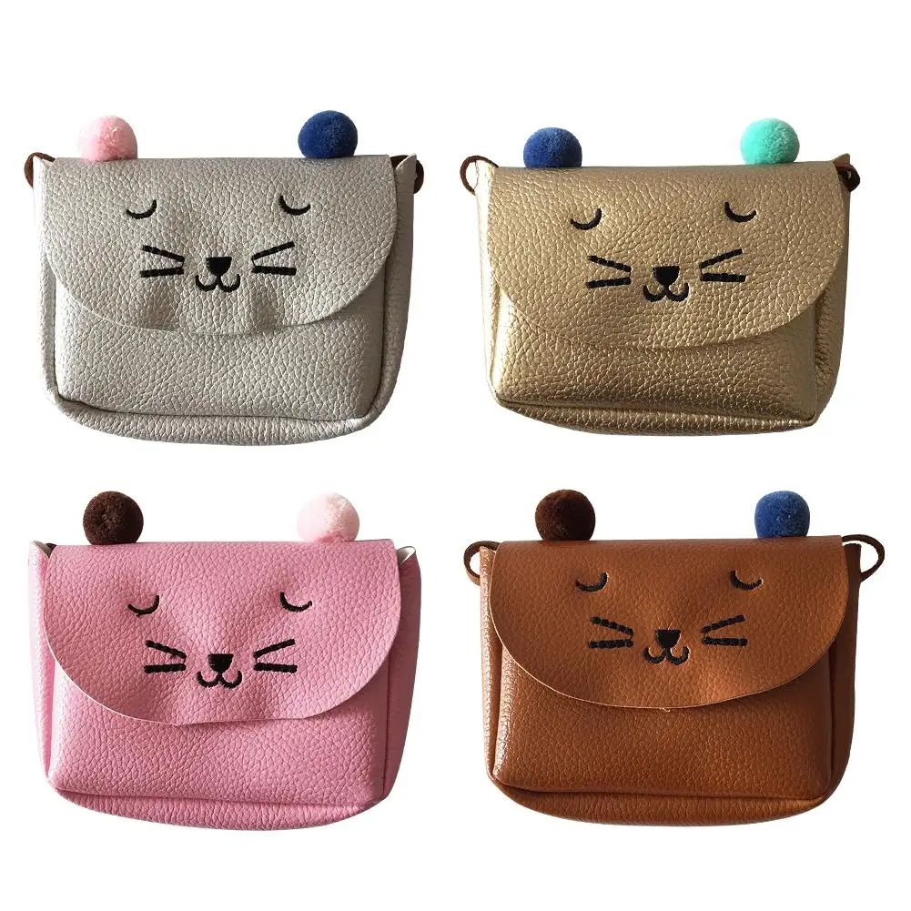 

Girls Cartoon Coin Purse Children's Messenger Bag Cat Pattern Wallet Mini Accessories Shoulder Bag Cross-body With Key Pocket