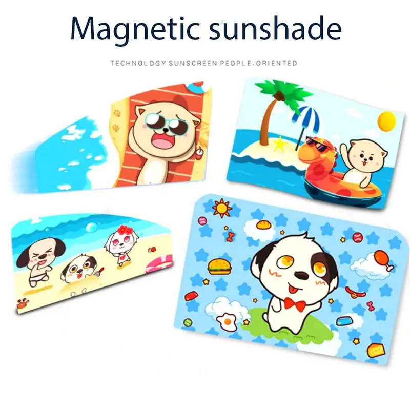 

Cute Cartoon Magnetic Curtain Summer Universal Side Window Insulation Sunshade Automatic Car Retractable Sun Shade Car Accessory