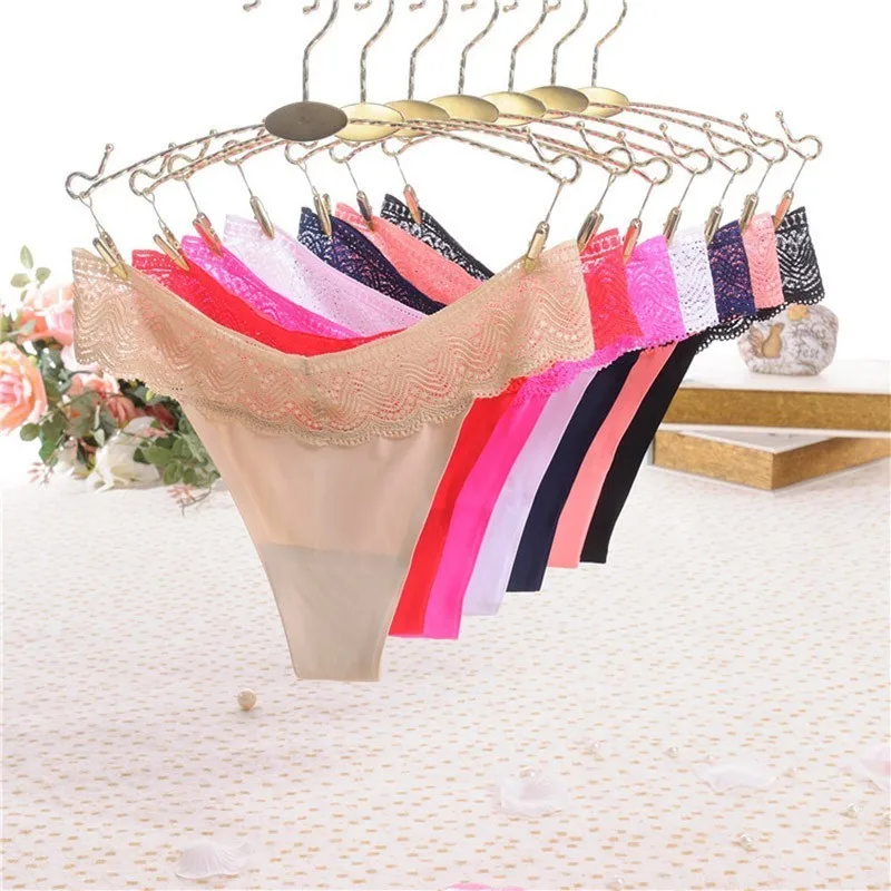 

2019 New Hot Lingerie Underpants Ladies Underwear Sexy Lace Women's Ice Silk Low-rise Briefs Comfort Thong