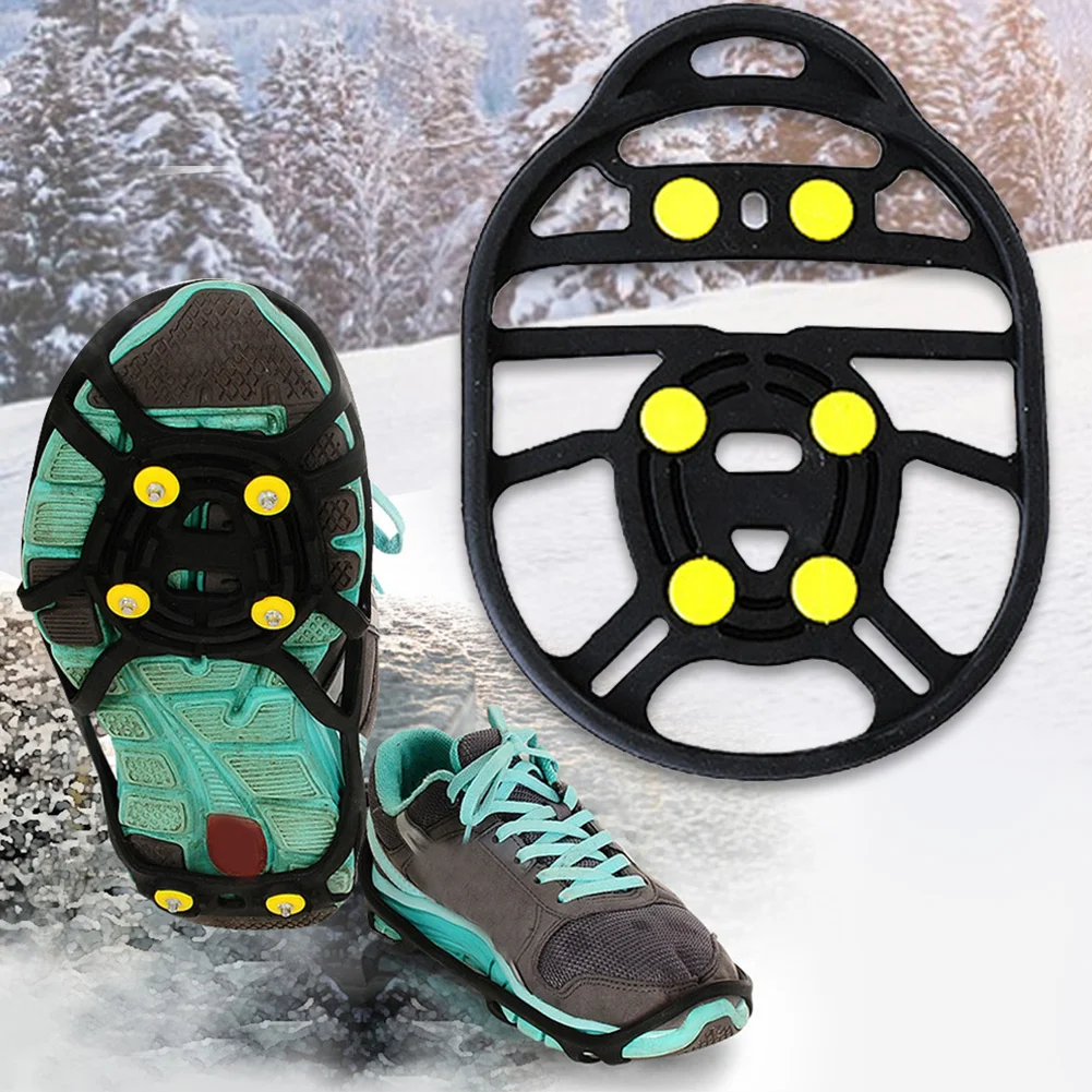1 Pair 6 Stud Teeth Anti Skid Winter Snow Ice Gripper Climbing Shoe