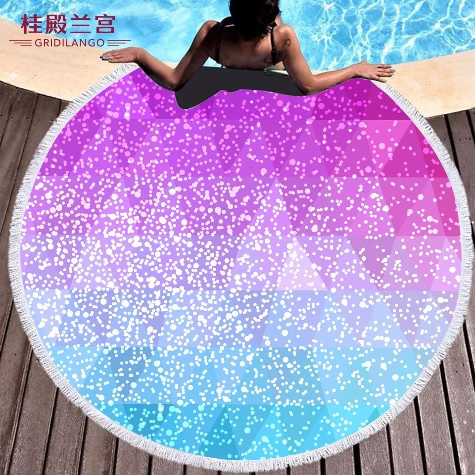 

Colorful Shining Glitter Gradient Round Beach Towels Microfiber Bath Towels With Tassel Shiny For Adults Kids Gift Mat Blanket