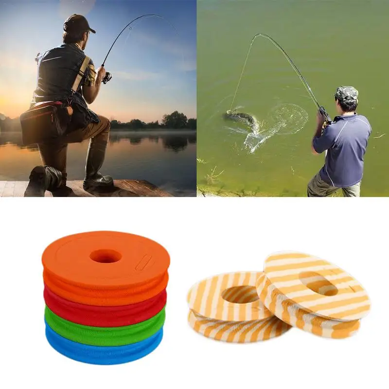 100pcs/ Pack Wooden Grain Foam Main Spool Fishing Line Colorful Bobbin