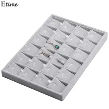 24 сетки серый лед бархат ювелирных изделий дисплей лоток кольцо ожерелье набор из сережек и кулона шоу Чехол Шкатулка Чехол Органайзер для ювелирных изделий