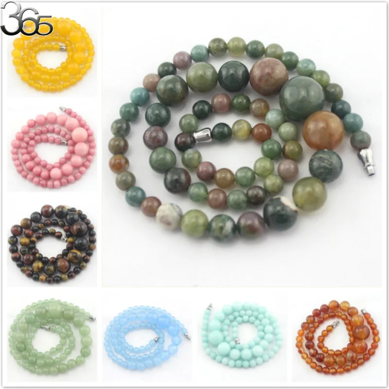 

Free Shipping More Choices 6-14mm Vintage Elegant Jewelry Natural Gems Stone Graduated Beaded Necklace 18
