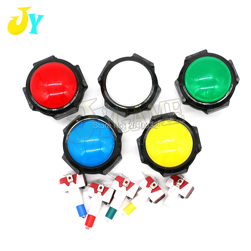 

100pcs 60mm Round Convex Button 6cm Illuminated button 12V LED Arcade push button switch Large game machine accessories