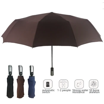 

Wind Resistant Three Folding Automatic Umbrella Rain Women Auto Luxury Big Windproof Umbrellas Men Frame Windproof Parasol