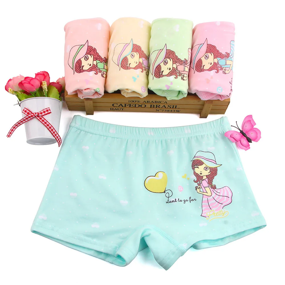 

5 pcs/lot Children's cotton underwear female cartoon printed baby girls underwear boxer briefs panties One generation