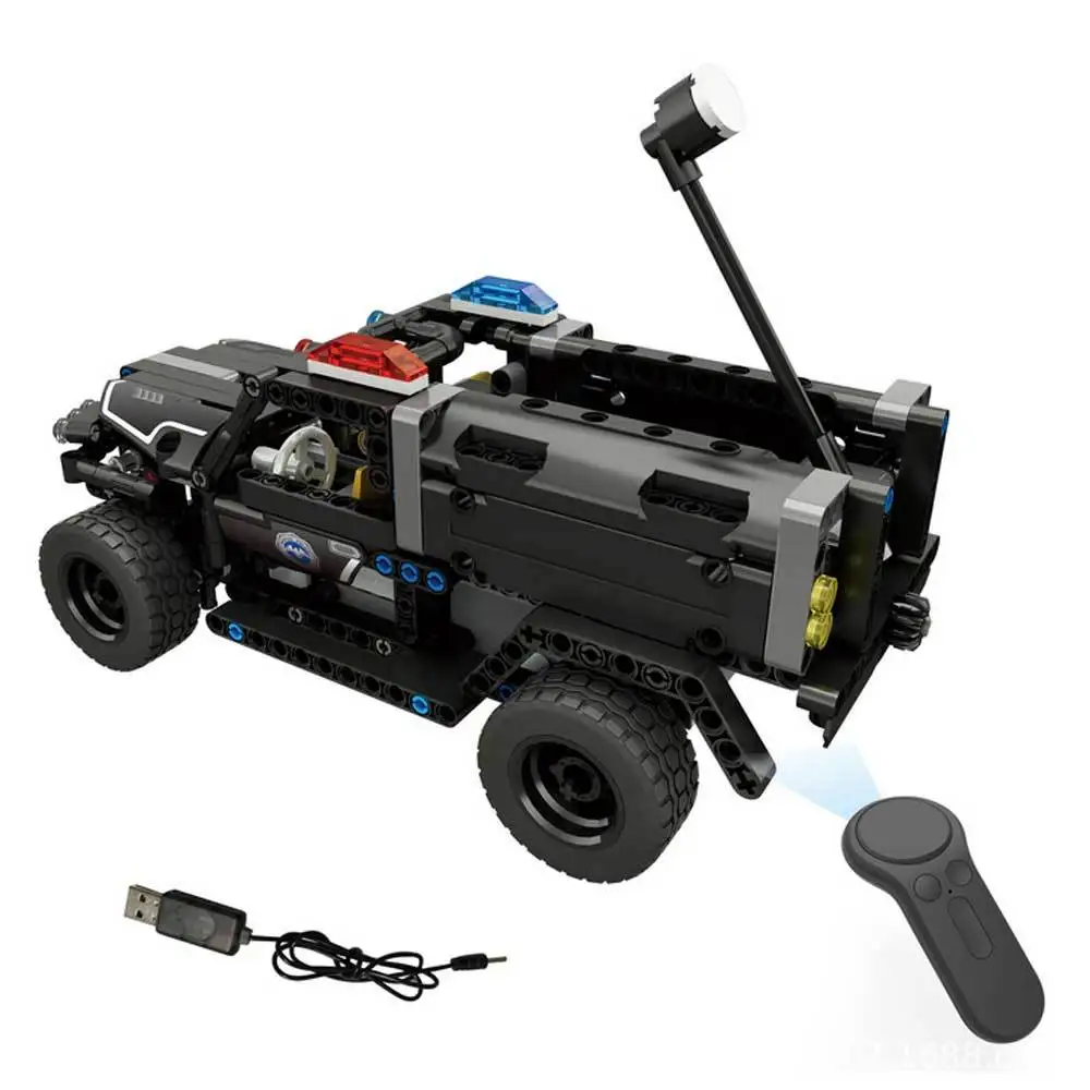 

431PCS RC Car Toy 2.4G Four-way DIY Assembled Electric SWAT Water Gun Car Remote Control Assembled Toy Blocks