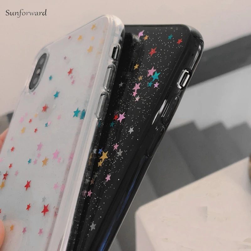 Чехол для iPhone XS MAX XR X 5 SE 7 8 Plus Прозрачный блестящий чехол со звездой 6 S чехлы