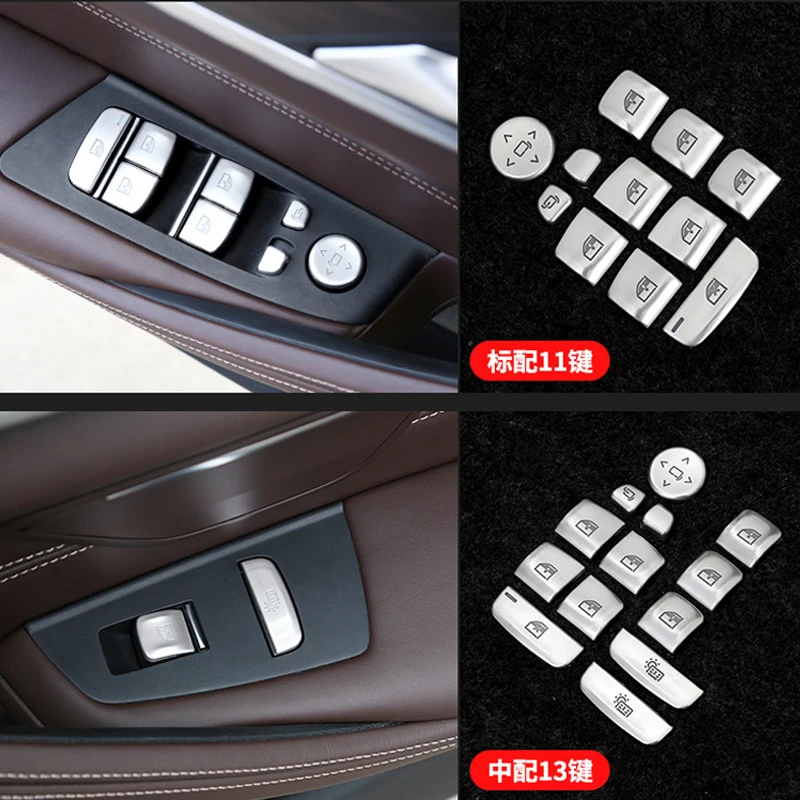 

For BMW 5 Series 528 530 G30 2018 ABS Chrome Car Door Window Switch Lifter Buttons Cover