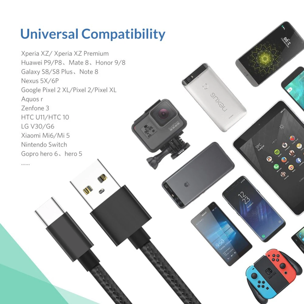 Кабель USB Type C S9 S8 Plus кабель Samsung 2A быстрое зарядное устройство для передачи данных