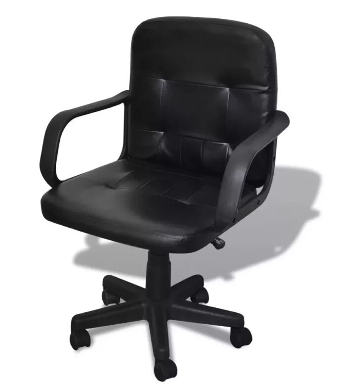 Vidaxl черный смешанный кожаное офисное кресло Лифт стул удобное сиденье с поддержкой спины простой дизайн вращающийся Исполнительный