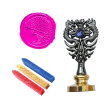 Подпись индивидуальная восковая печать комплект печатей рыбы изображение металлический Дракон ручка Винтаж Свадебные приглашения(дракон черный