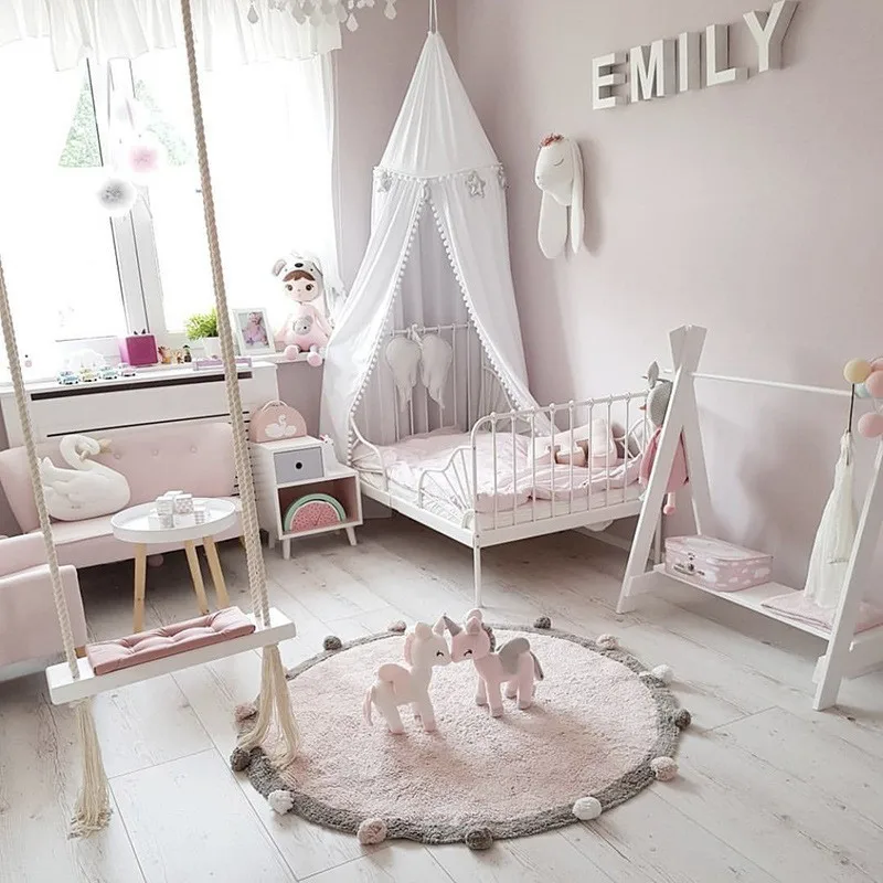 Nordic style wooden swing outdoor garden bedroom children's swing solid wood seat with cushion safety baby room decoration Sale Nordic style wooden swing outdoor garden bedroom children's swing solid wood seat with cushion safety baby room decoration Sale