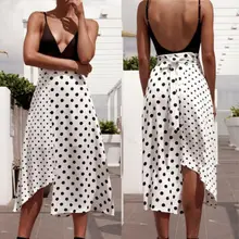 Женская летняя юбка макси Бохо в горошек, пляжная юбка для вечеринки, Клубная одежда, бальная юбка, повседневная юбка