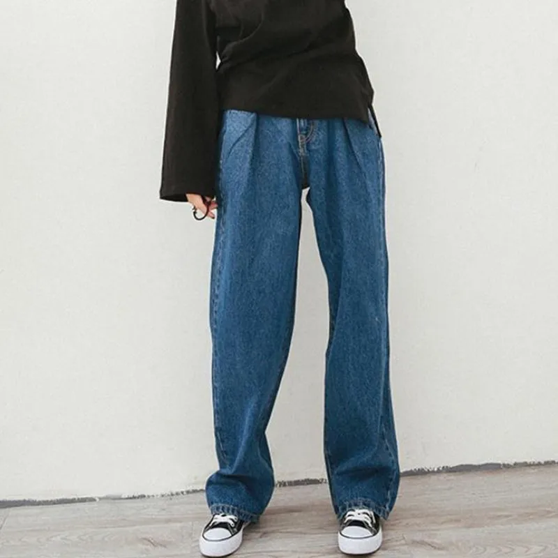 Винтаж Высокая талия ноги брюки для девочек 2019 Новая мода повседневное свободные для женщин джинсовые штаны уличная