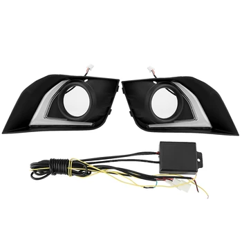 

1 Pair Car Daytime Running Light Turn Signal 2-Color LED Fog Lamp for Mitsubishi ASX 2016 2017 2018 Car Interior Light