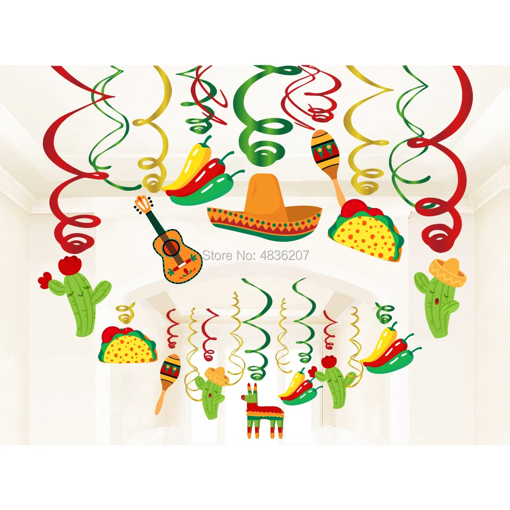 ПВХ спиральный подвесной Swirls Five De Mayo Fiesta вечерние Красочные украшения для