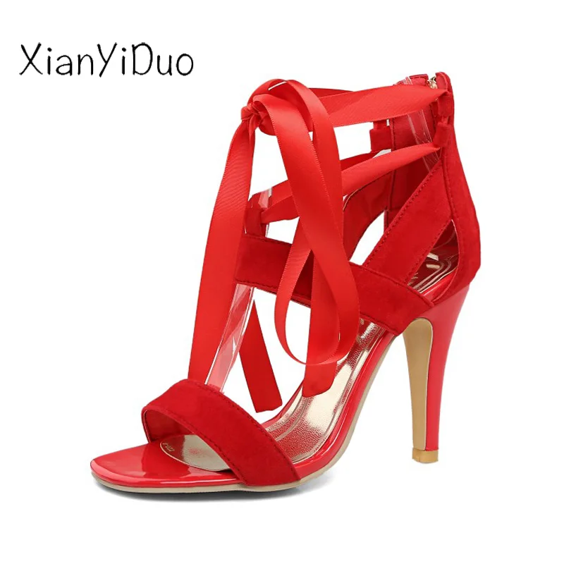 

2019 Summer fashion Women's shoes Cover Heel high Heels sandals Ankle Strap open toe red Royal Blue Purple plus Size34-45 /a22-1
