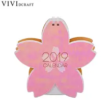 

Cute Cartoon Pig Big Flower Shaped Calendar Creative Agenda 2019 Desktop Ornaments Calendar Office Supplies
