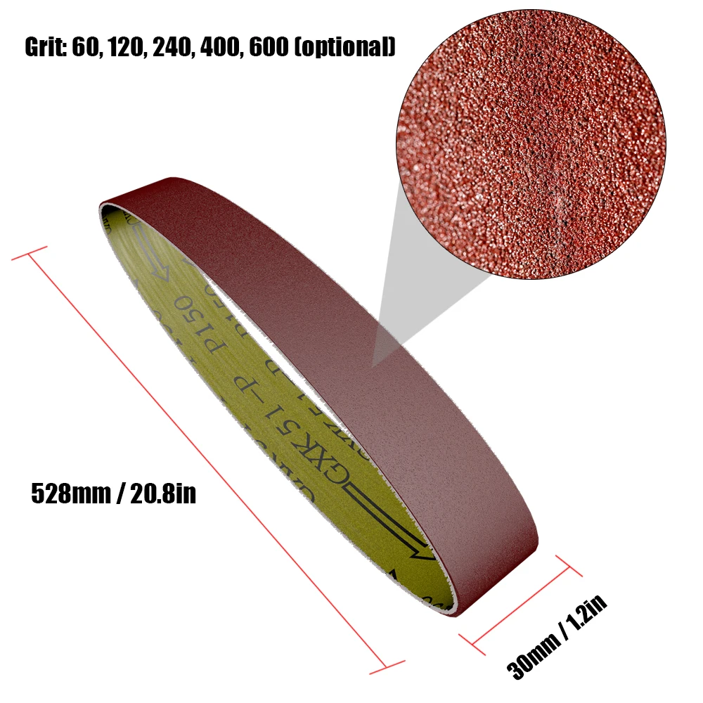 10 шт. 528*30 мм Шлифовальные ремни 60-600 зернистость шлифовка и полировка Замена для угловой шлифовальной машины