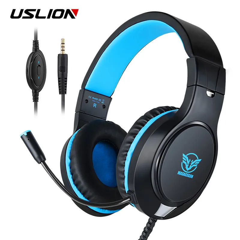 

USLION 3.5mm Gaming Headset Headphone For Xbox One X S PS4 PC Professional Game Earphone Headband With Microphone