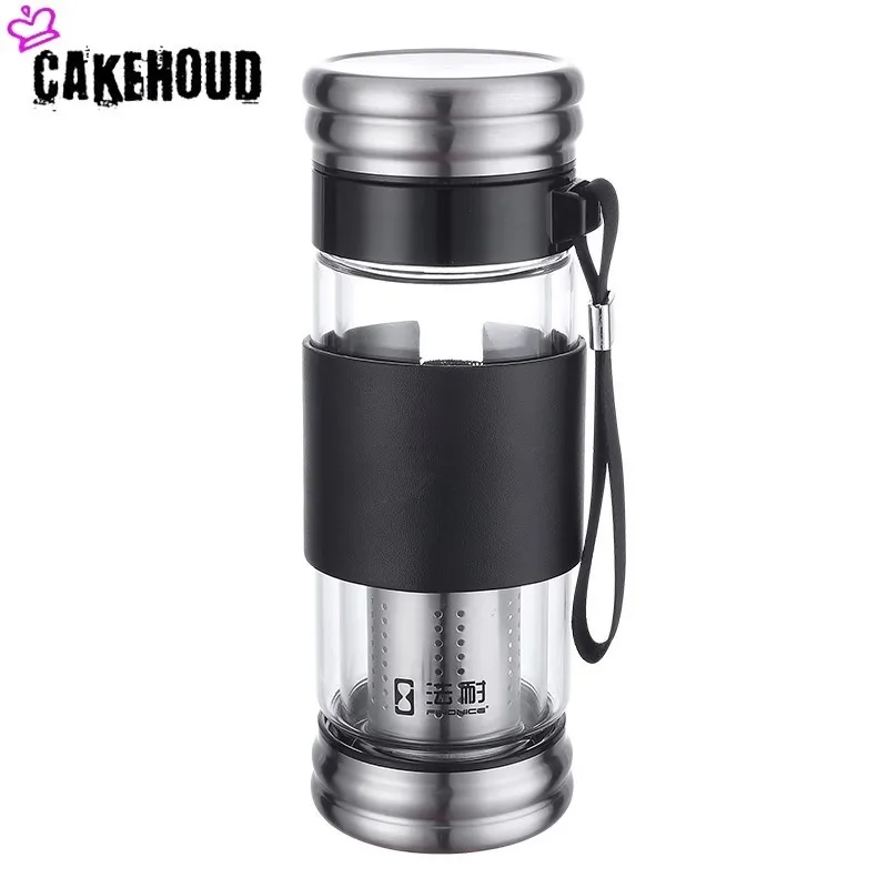 

CAKEHOUD Double-layer Portable Outdoor Tea Glass Office Heat-resistant Anti-scalding Tea Water Separation Cup Drinking Utensils