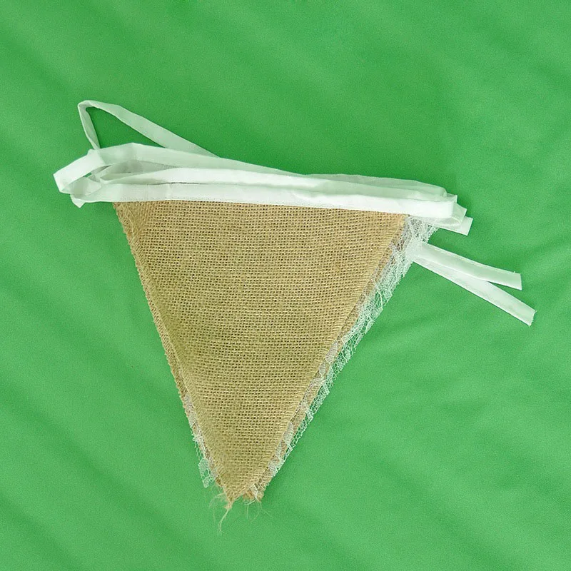 Burlap Linen Pennant Kids Boy Girl Lace Bunting Flags Vintage 3.3M Wedding Decor Birthday Party Decorations