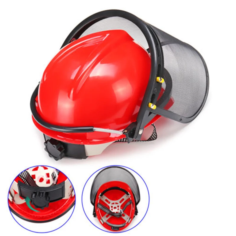 Красная бензопила защитный шлем маска сетка для газонокосилки триммер кусторез