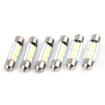 

Hot 6 Pieces 36mm Bulb 5050 SMD 3 LED Festoon Dome Light Fuse DC 12V White