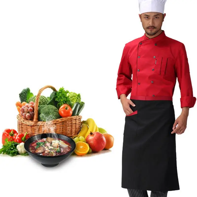 

Adjustable Half Body Male Adult Apron Striped Hotel Restaurant Chef Waiter Apron Customized Short Kitchen Cook Apron