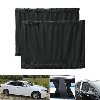 

2pcs Curtains 50*39cm Black SUV VIP Window Curtain Anti-UV Sunshade Visor High Quality Fit For Both Front And Rear Window