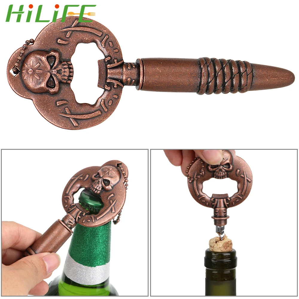 

HILIFE for Dinner Party 2 in 1 Bar Tool Red Wine Bottle Opener Kitchen Accessories Wine Corkscrew Skull Head Beer Bottle Opener