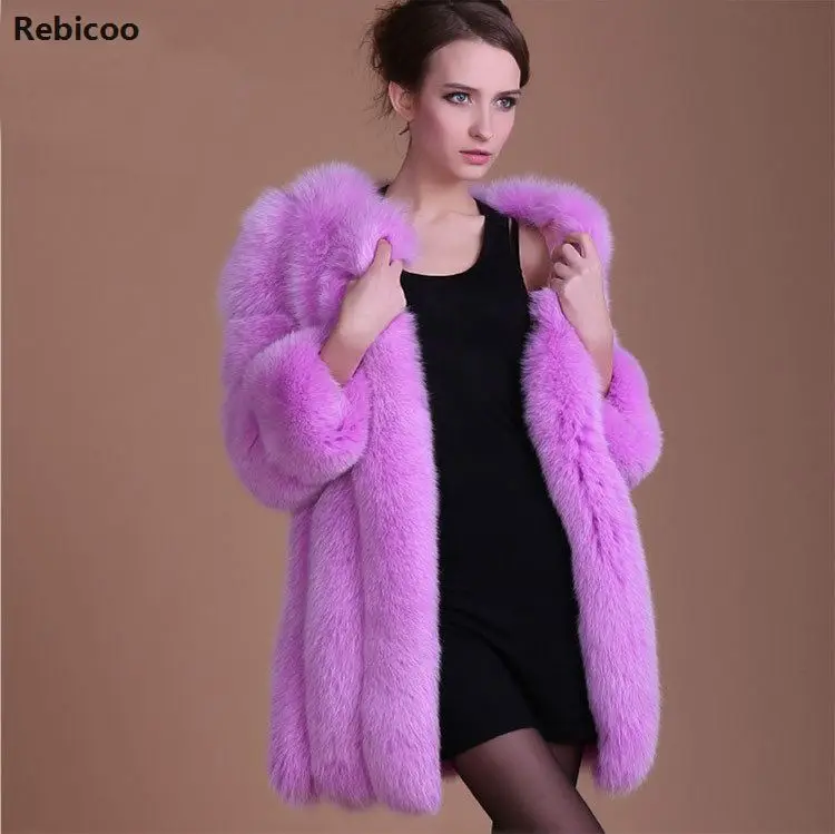 Rebicoo الخريف الشتاء جديد طويل سميكة يندبروف ضبابي فو الفراء معطف سترة الزي أعلى نوعية جيدة النسخة زائد حجم Rebicoo الخريف الشتاء جديد طويل سميكة يندبروف ضبابي فو الفراء معطف سترة الزي أعلى نوعية جيدة النسخة زائد حجم