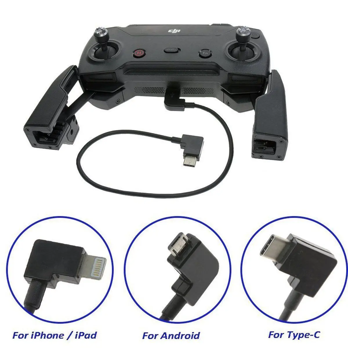 

For DJI Spark/Mavic Pro Data Cable 90° Lightning/Micro Andriod IOS Type-C Parts 30cm